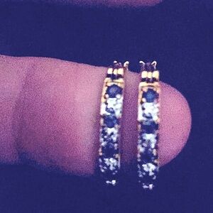 Lady’s Blue Topaz Gold Over Silver Earrings